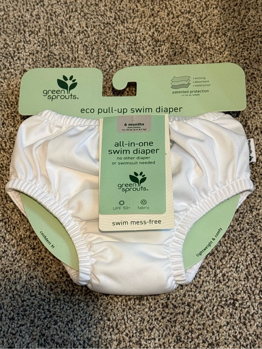 White Eco Pull-Up Swim Diaper - 6 Months